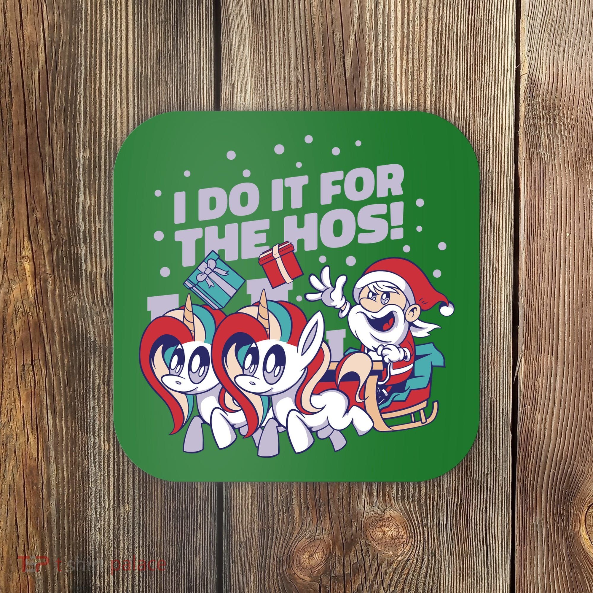 Funny Santa Riding Sleighs With Unicorns Coaster