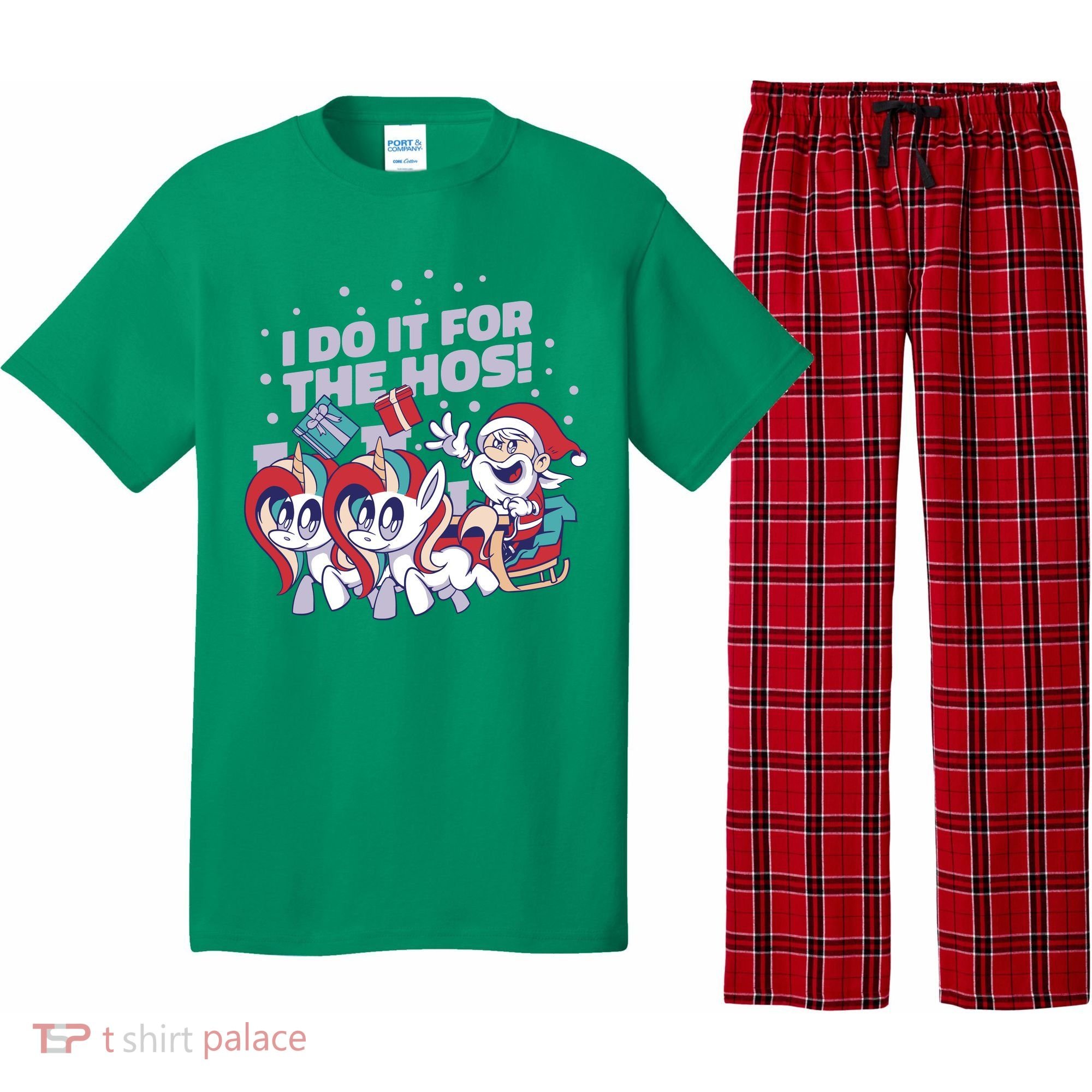 Funny Santa Riding Sleighs With Unicorns Pajama Set