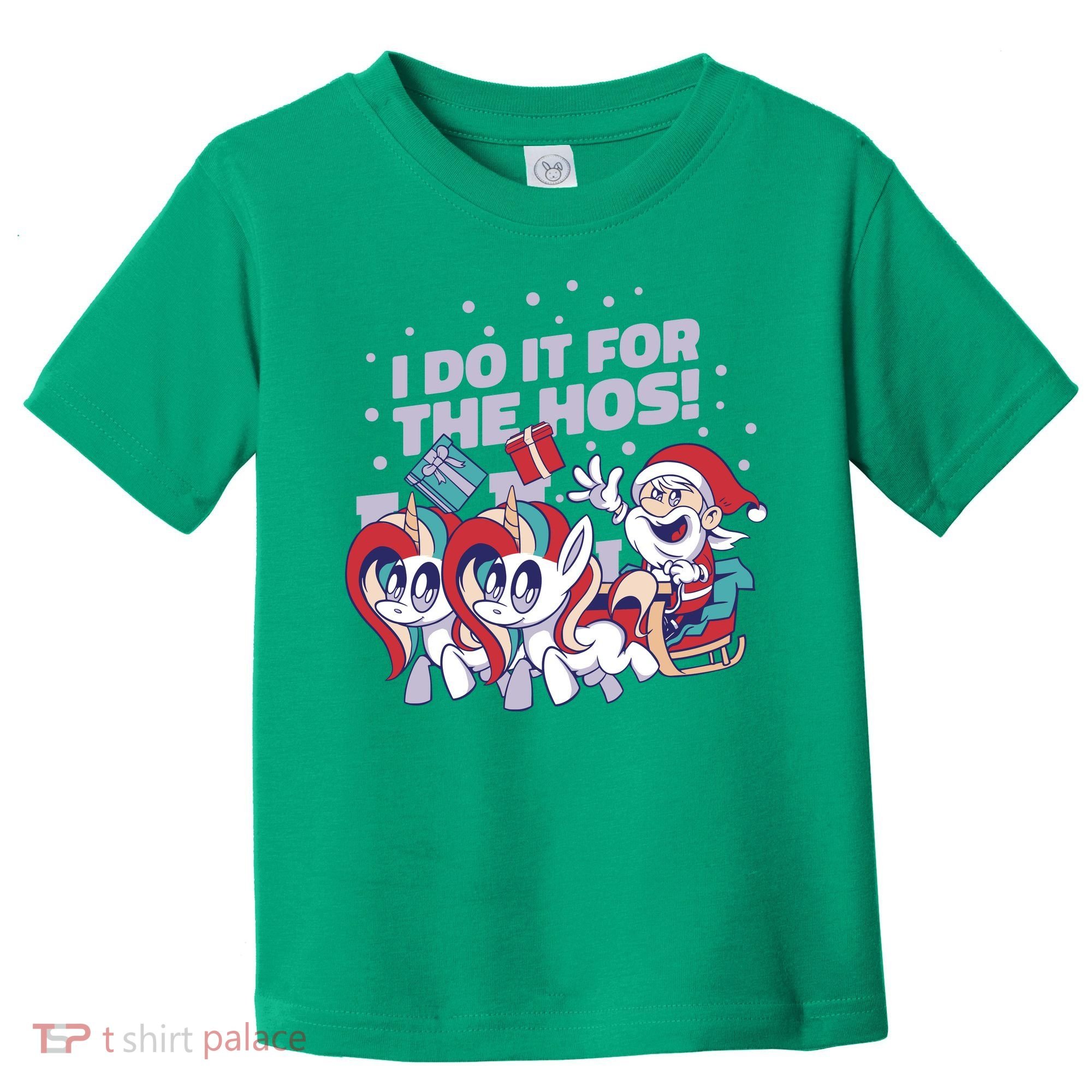 Funny Santa Riding Sleighs With Unicorns Toddler T-Shirt