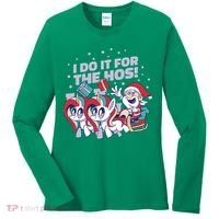 Funny Santa Riding Sleighs With Unicorns Women's Long Sleeve Shirt thumb 0