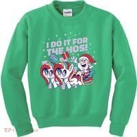 Funny Santa Riding Sleighs With Unicorns Kids Sweatshirt thumb 0