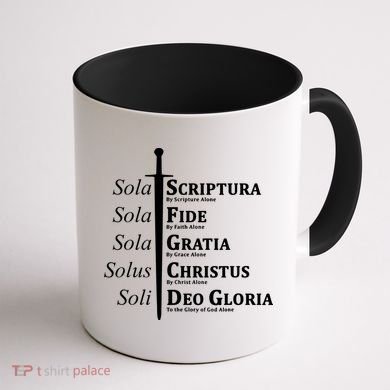 Five Solas Reformed Christian Coffee Mug back