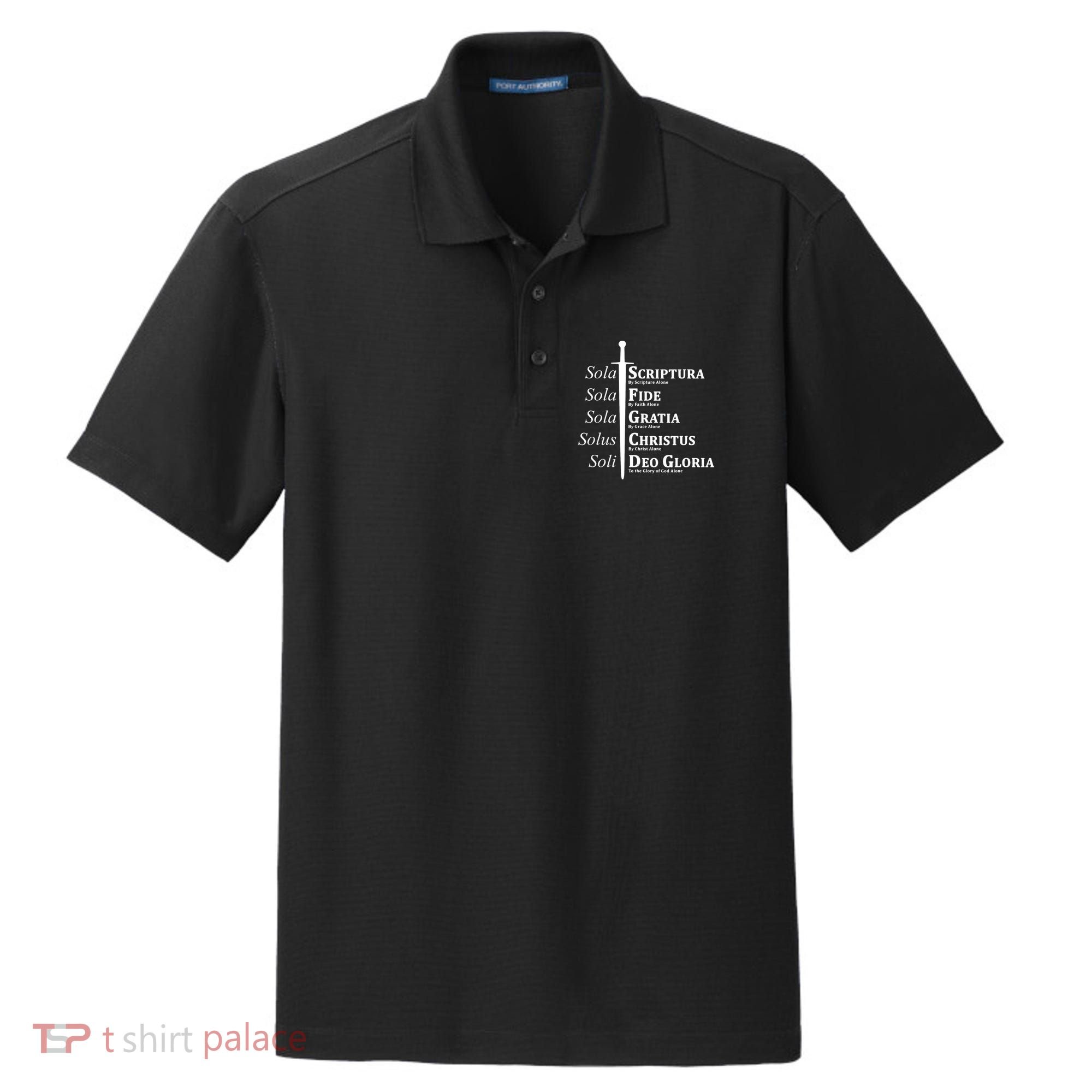 Five Solas Reformed Christian Dry Zone Grid Polo