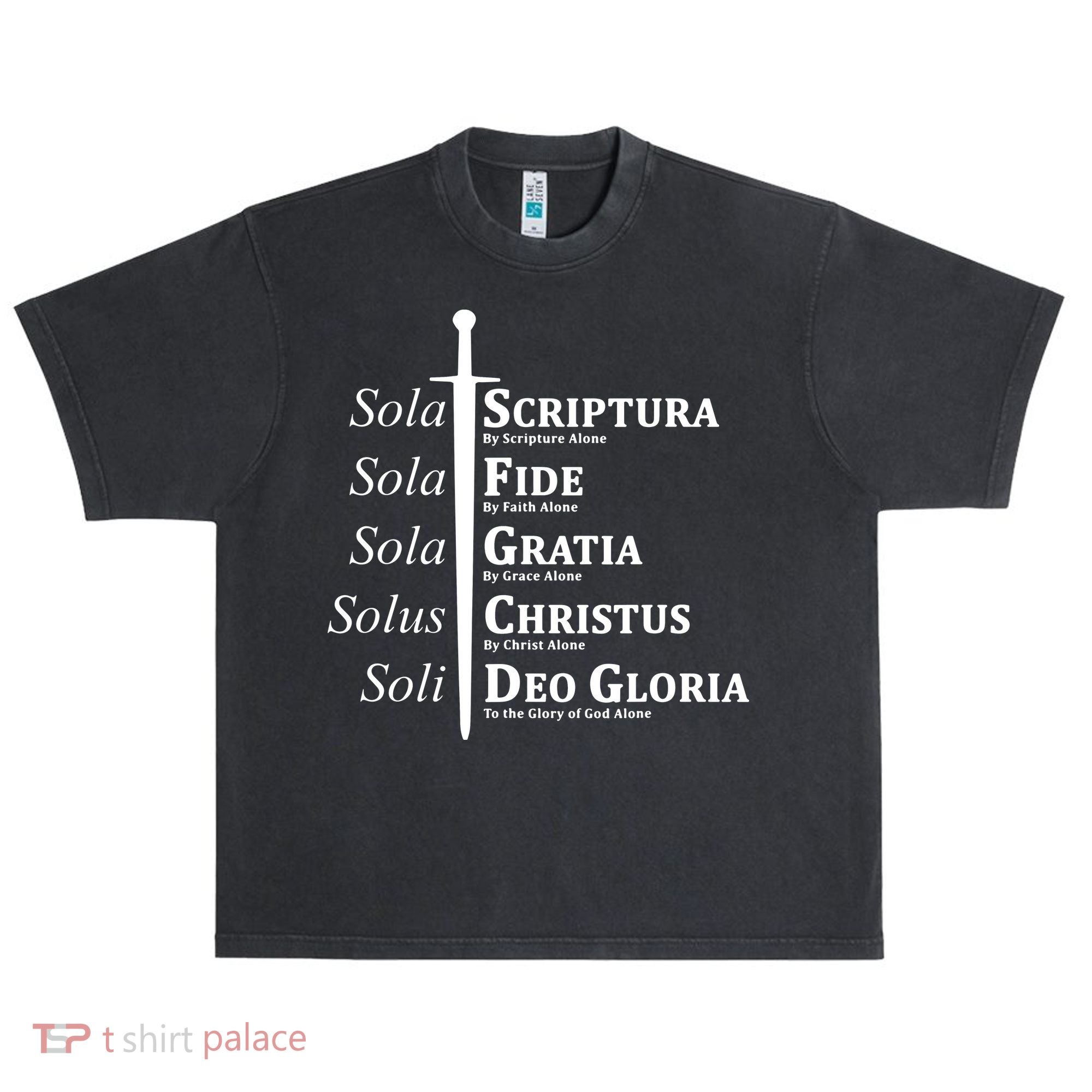 Five Solas Reformed Christian Urban Oversized Heavyweight T-Shirt