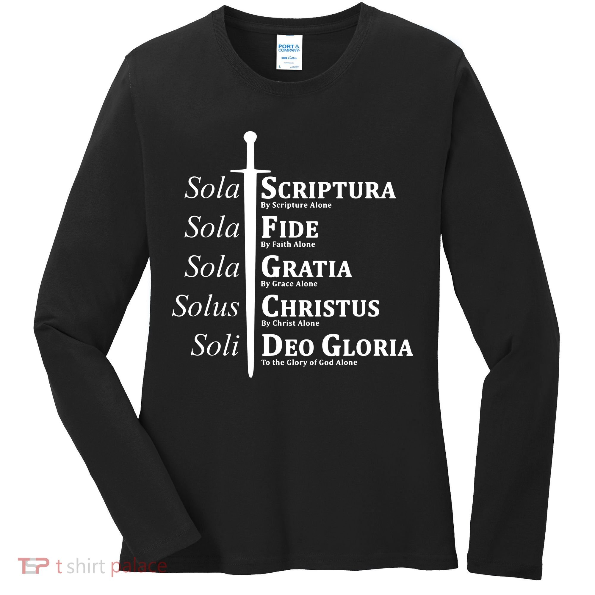 Five Solas Reformed Christian Women's Long Sleeve Shirt
