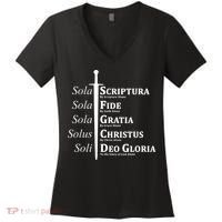 Five Solas Reformed Christian Women's V-Neck T-Shirt thumb 0