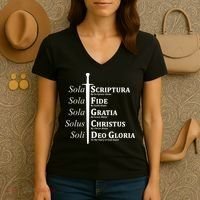 Five Solas Reformed Christian Women's V-Neck T-Shirt thumb 3