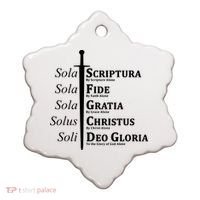 Five Solas Reformed Christian Ceramic Ornament thumb 0