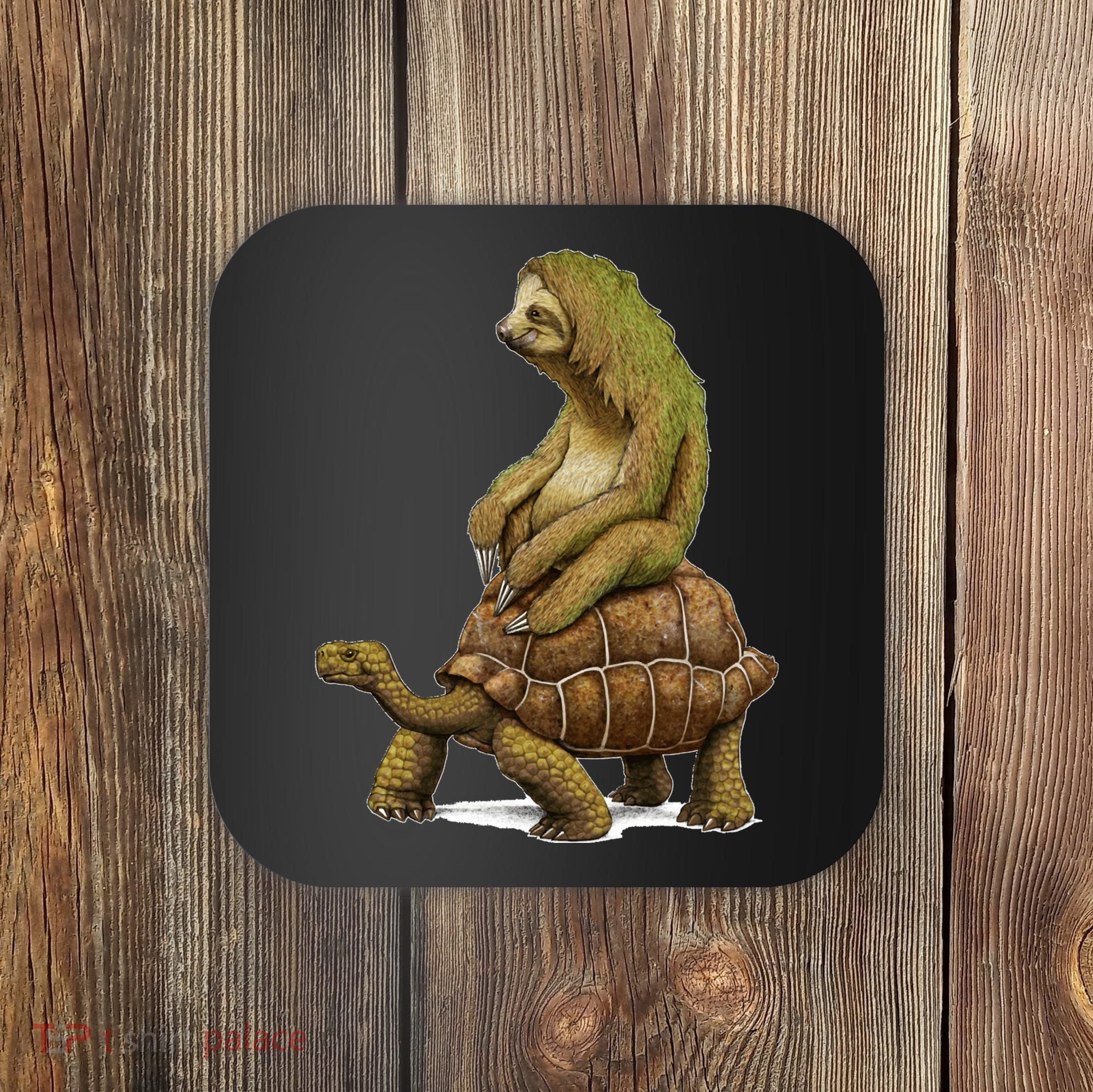 Funny Sloth Riding Turtle Speed Is Relative Coaster