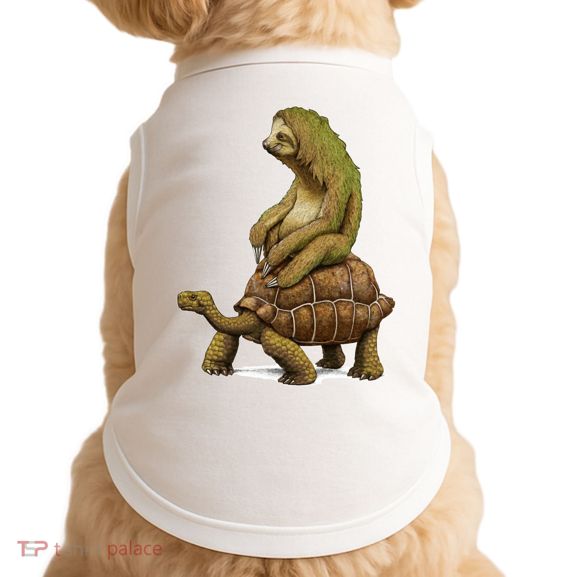 Funny Sloth Riding Turtle Speed Is Relative Doggie Tank