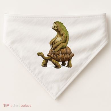 Funny Sloth Riding Turtle Speed Is Relative USA-Made Doggie Bandana