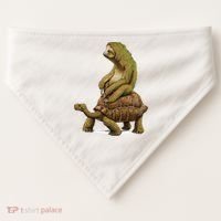 Funny Sloth Riding Turtle Speed Is Relative USA-Made Doggie Bandana thumb 0