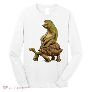 Funny Sloth Riding Turtle Speed Is Relative Long Sleeve Shirt