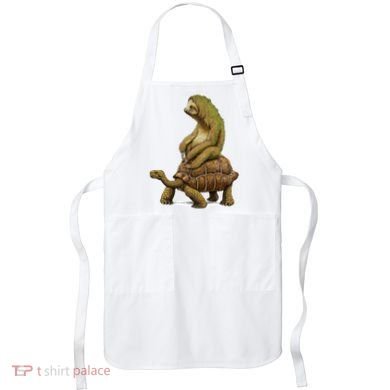 Funny Sloth Riding Turtle Speed Is Relative Apron