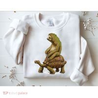 Funny Sloth Riding Turtle Speed Is Relative Sweatshirt thumb 2