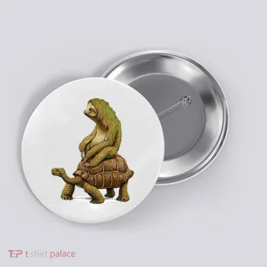 Funny Sloth Riding Turtle Speed Is Relative Button