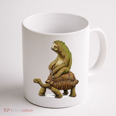 Funny Sloth Riding Turtle Speed Is Relative Coffee Mug back
