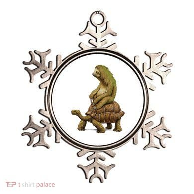 Funny Sloth Riding Turtle Speed Is Relative Ornament