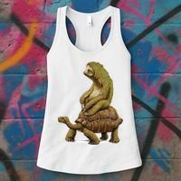 Funny Sloth Riding Turtle Speed Is Relative Women's Tank Top thumb 3