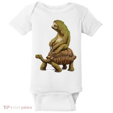 Funny Sloth Riding Turtle Speed Is Relative Baby Bodysuit