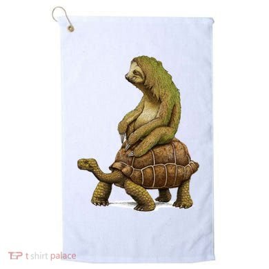 Funny Sloth Riding Turtle Speed Is Relative Golf Towel