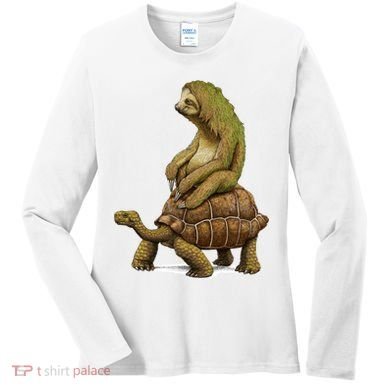 Funny Sloth Riding Turtle Speed Is Relative Women's Long Sleeve Shirt