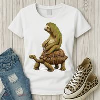 Funny Sloth Riding Turtle Speed Is Relative Women's T-Shirt thumb 3