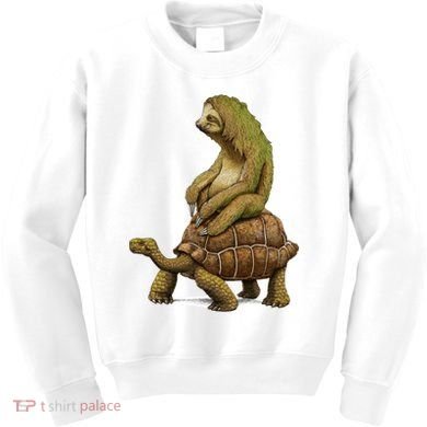 Funny Sloth Riding Turtle Speed Is Relative Kids Sweatshirt