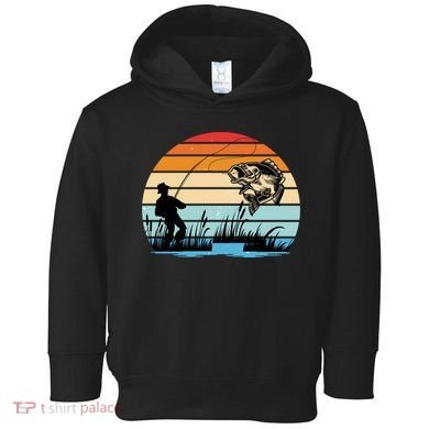 Fishing Sunset Retro Vintage Gift Toddler Hoodie