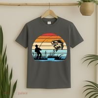 Fishing Sunset Retro Vintage Gift T-Shirt thumb 2