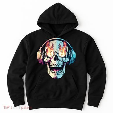 Flaming Skull Rock Music Hoodie