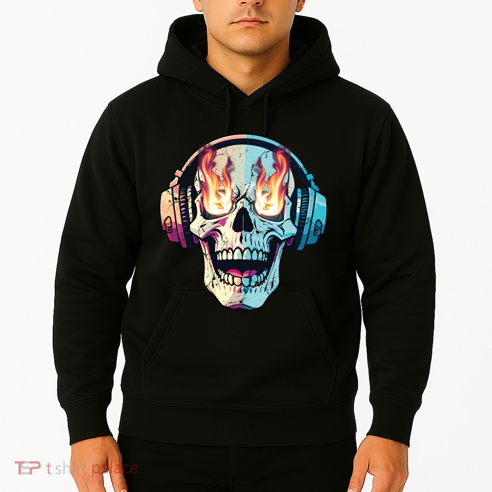Flaming Skull Rock Music Hoodie