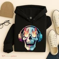 Flaming Skull Rock Music Hoodie thumb 4