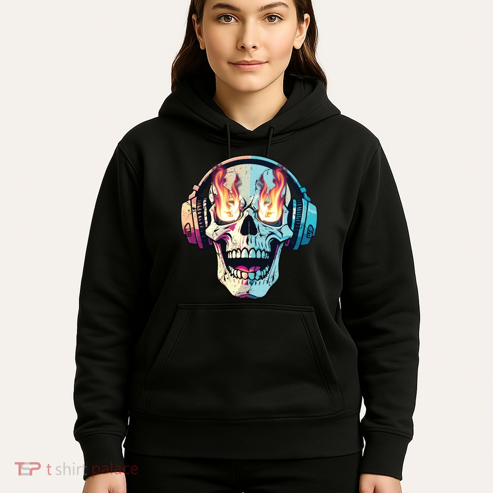 Flaming Skull Rock Music Hoodie
