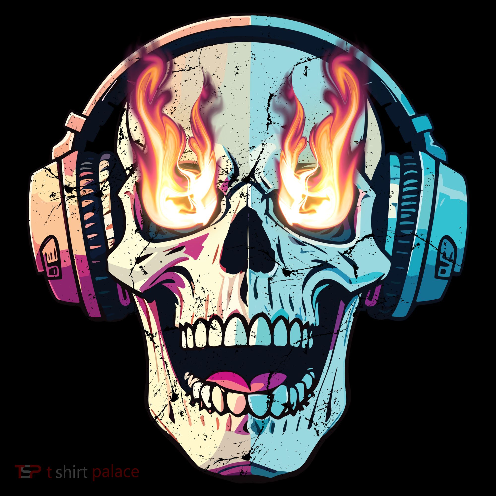 Flaming Skull Rock Music Hoodie
