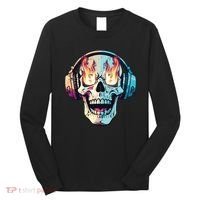 Flaming Skull Rock Music Long Sleeve Shirt thumb 0