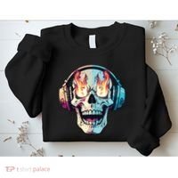 Flaming Skull Rock Music Sweatshirt thumb 2