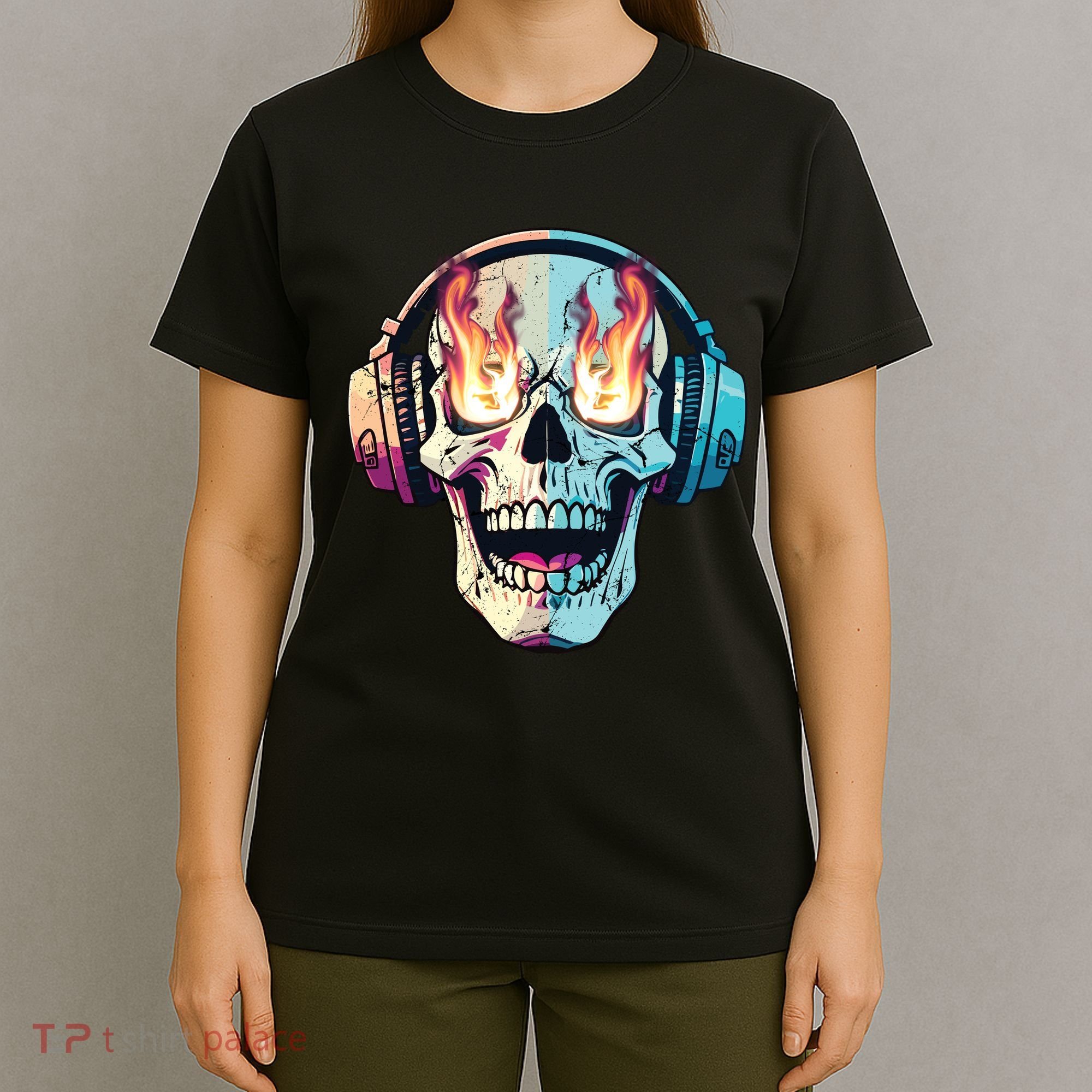 Flaming Skull Rock Music T-Shirt