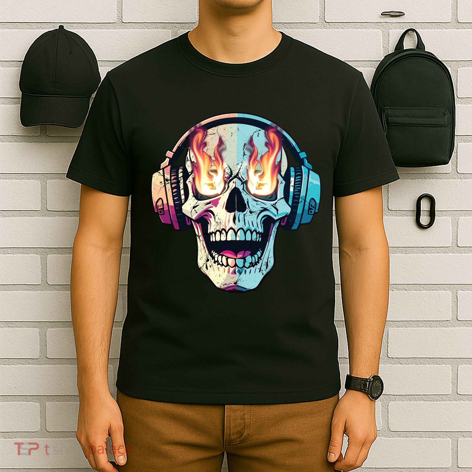 Flaming Skull Rock Music T-Shirt