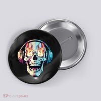 Flaming Skull Rock Music Button thumb 0