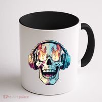 Flaming Skull Rock Music Coffee Mug thumb 1
