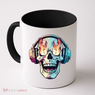 Flaming Skull Rock Music Coffee Mug