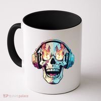 Flaming Skull Rock Music Coffee Mug thumb 0