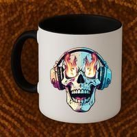 Flaming Skull Rock Music Coffee Mug thumb 2