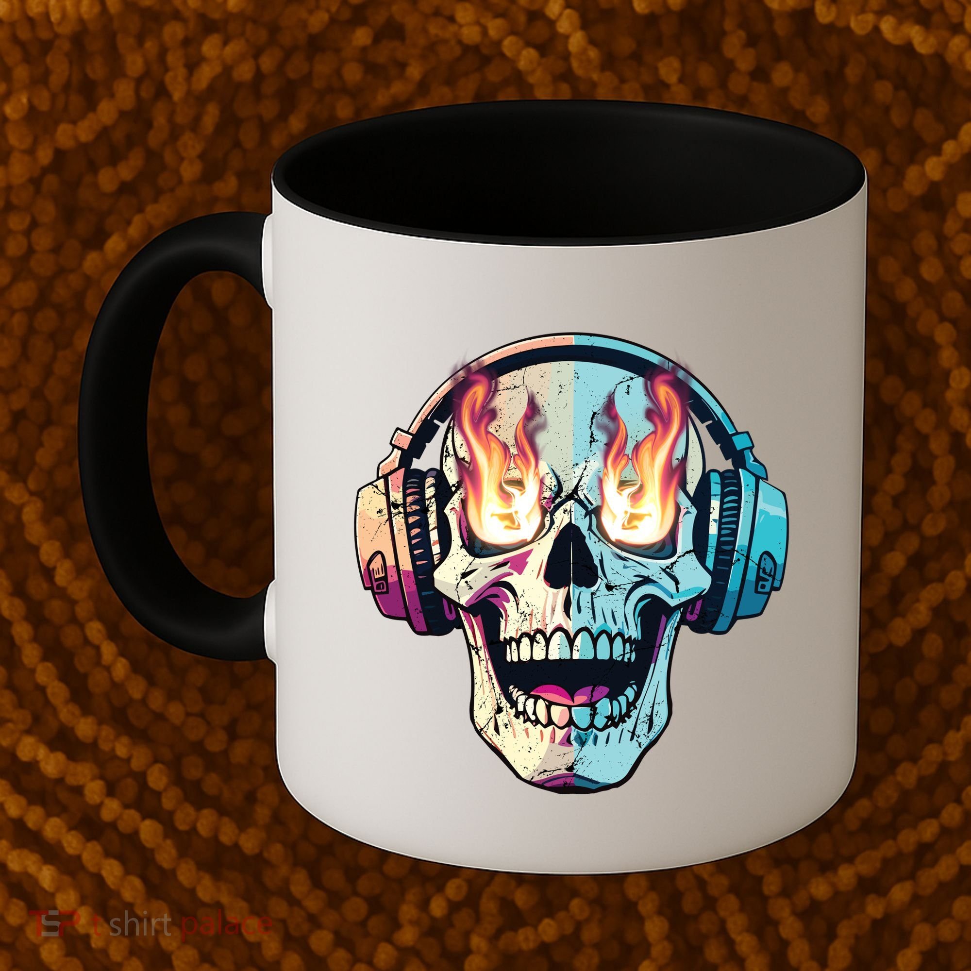 Flaming Skull Rock Music Coffee Mug