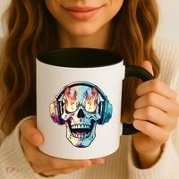 Flaming Skull Rock Music Coffee Mug thumb 3