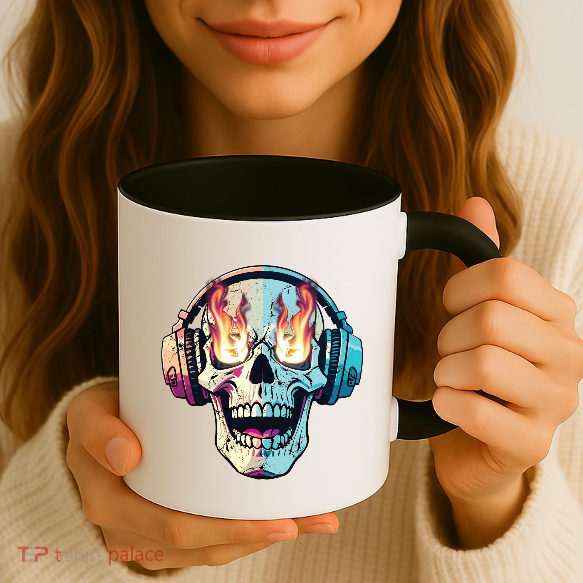 Flaming Skull Rock Music Coffee Mug