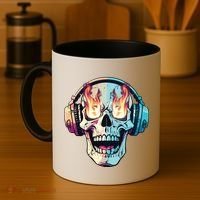 Flaming Skull Rock Music Coffee Mug thumb 4