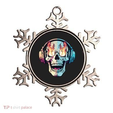 Flaming Skull Rock Music Ornament