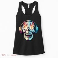 Flaming Skull Rock Music Women's Tank Top thumb 0